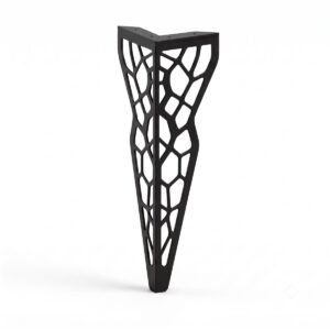 Ażurowa noga metalowa do mebli Brooklyn o wysokości 40 cm z geometrycznym organicznym wzorem, kolor czarny mat.