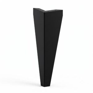 Pojedyncza metalowa noga meblowa Detroit o wysokości 40 cm, w kolorze czarnym matowym, wycięta laserowo ze stali.